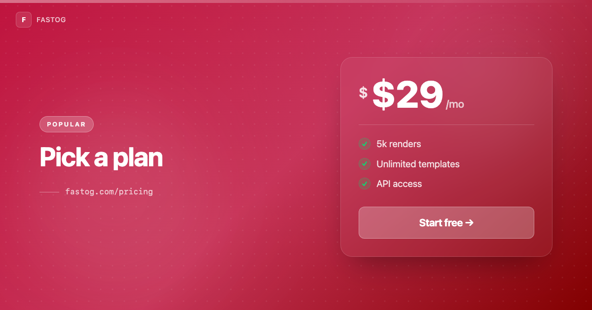 Pricing template preview